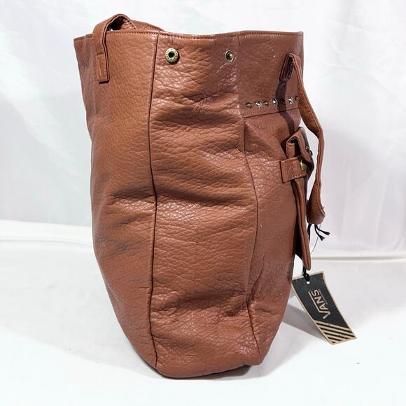 Vans Gypsy Tote Satchel Bag Brown Mocha Bisque Hobo Studded Western New - Picture 4 of 14